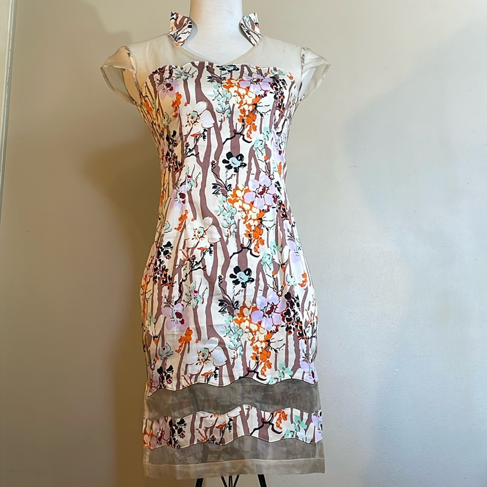 Tang Dynasty brand dress. White with floral print. Size small.  Cotton blend.
